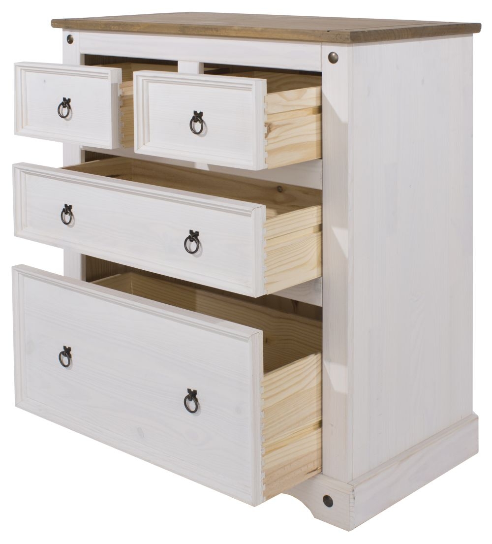 Product photograph of Corona White Mexican Pine 2 2 Drawer Chest from Choice Furniture Superstore.